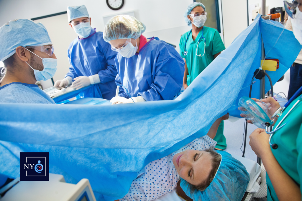 doctors attempting to remedy a botched c-section