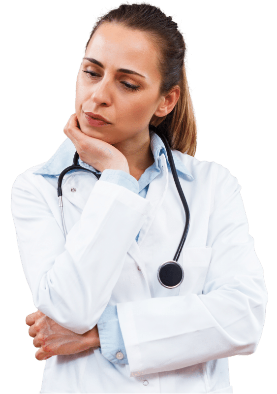 Woman Doctor Sadly Contemplating PNG